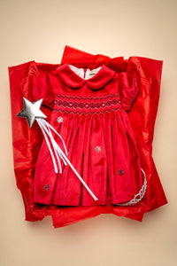 Camille Velvet Short Dress in Cherry