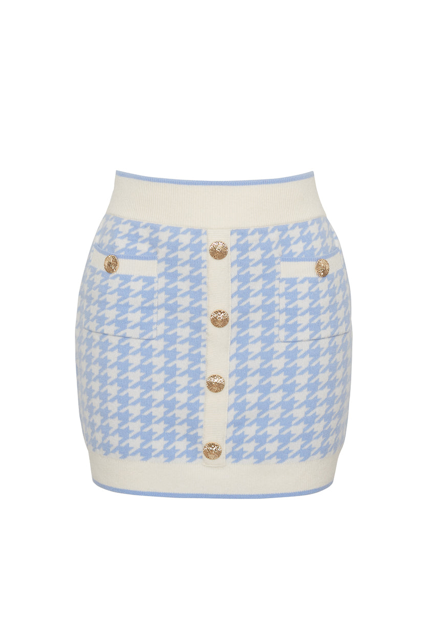 Bodie Skirt in Houndstooth Blue