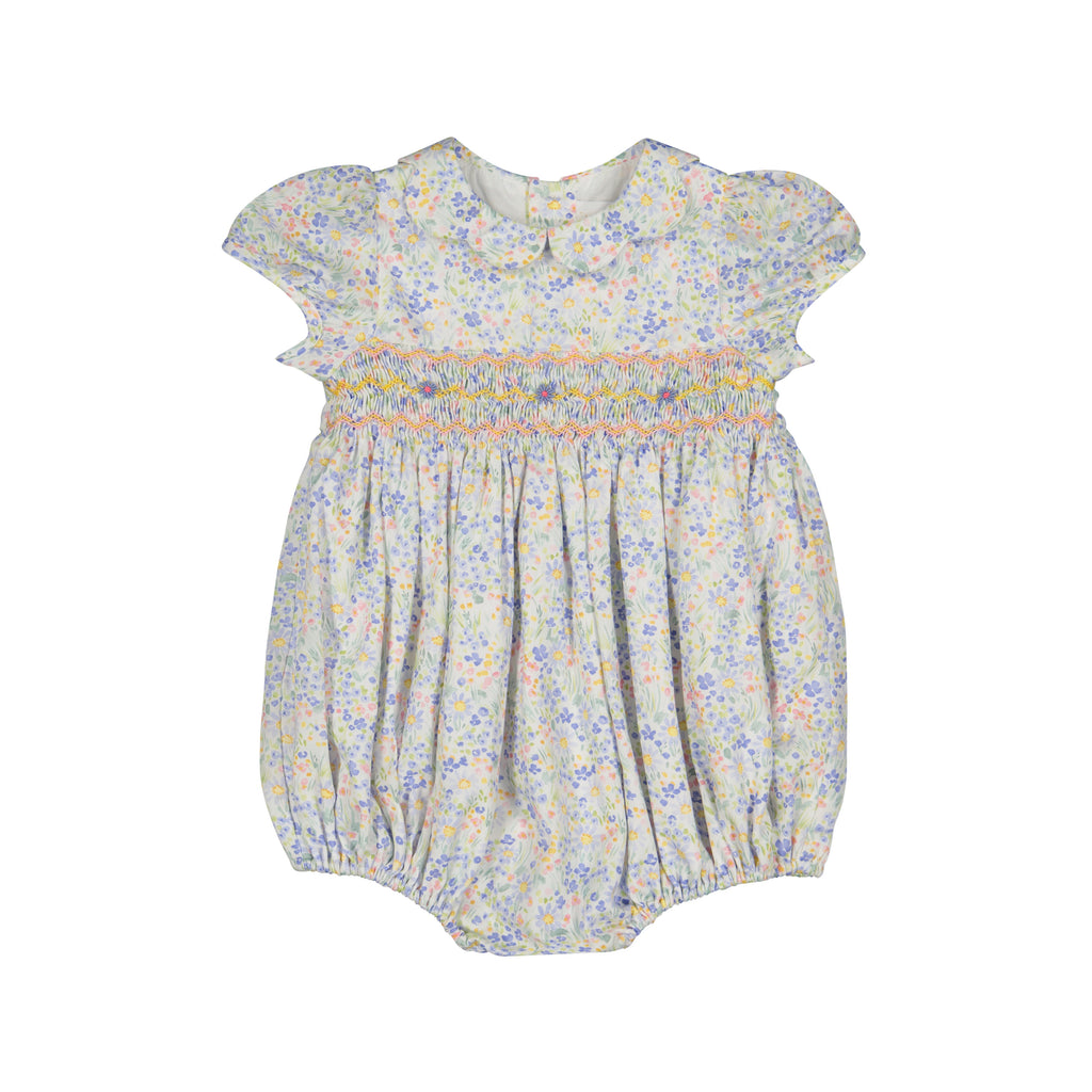 Ondine Floral Blue Short Sleeve Bubble Romper