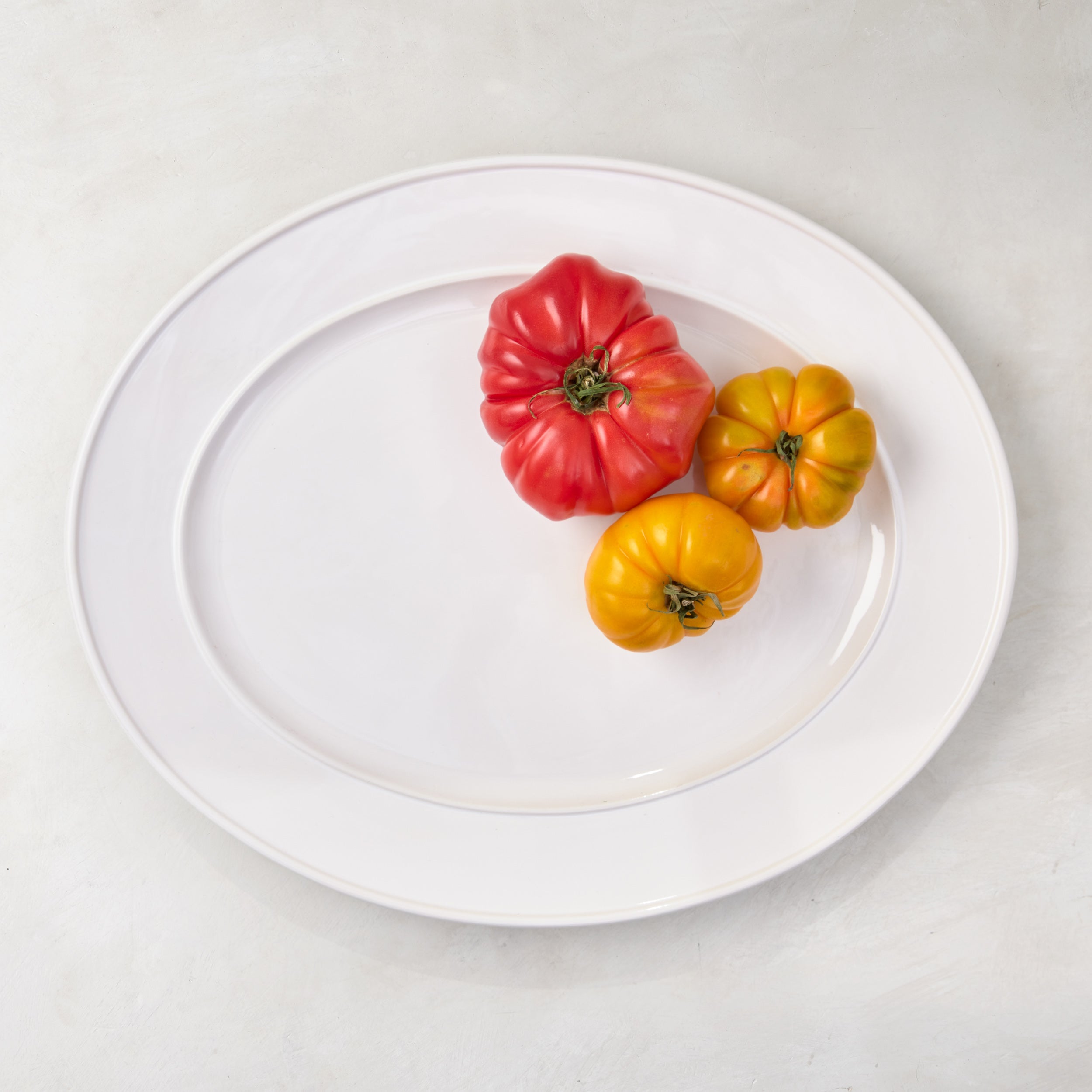 Bolinas Oval Ceramic Serving Platter with Trim