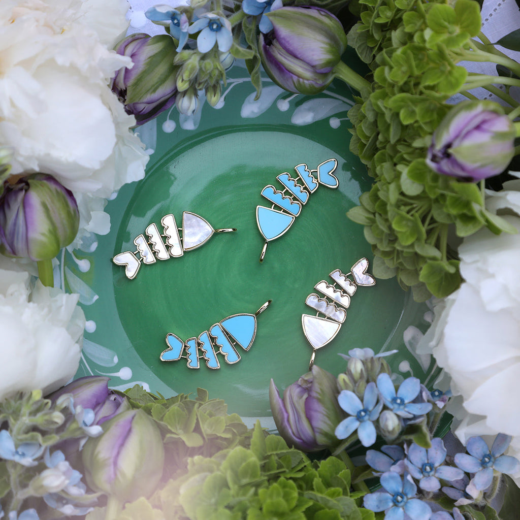 Bonito Fish Charm in Mother of Pearl