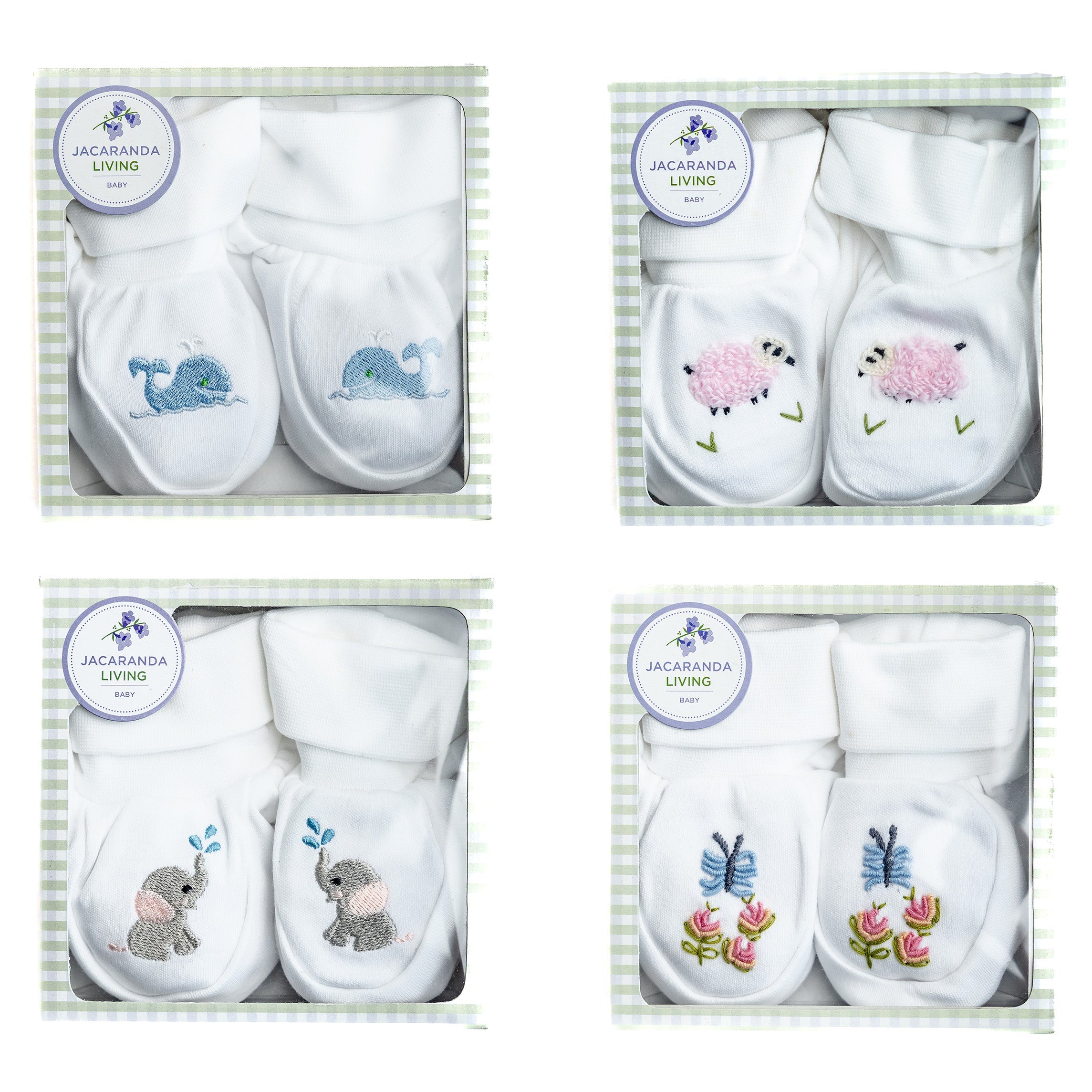 Baby Booties in Combed Cotton Embroidered