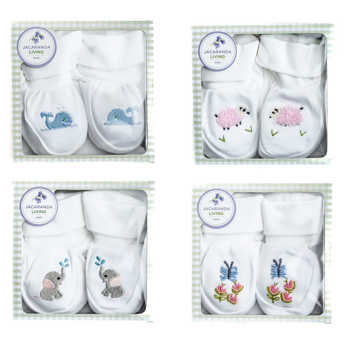 Baby Booties in Combed Cotton Embroidered