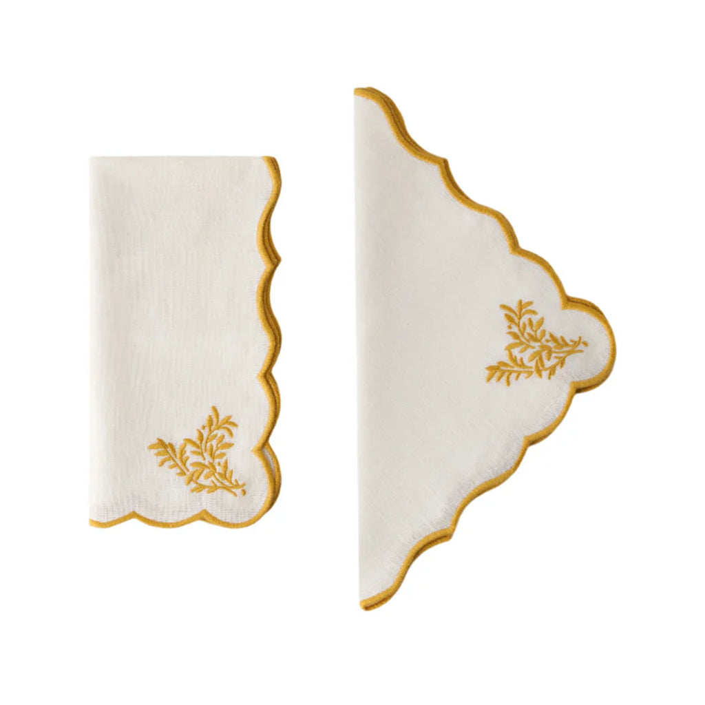 Botanica Embroidered Napkin in Yellow