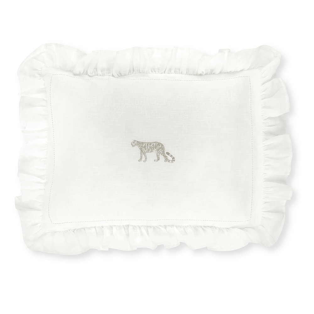 Boudoir Pillow with Frill and Leopard Embroidery