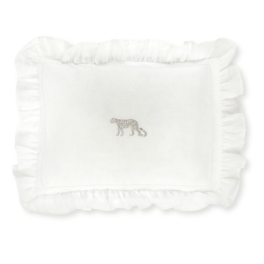 Boudoir Pillow with Frill and Leopard Embroidery