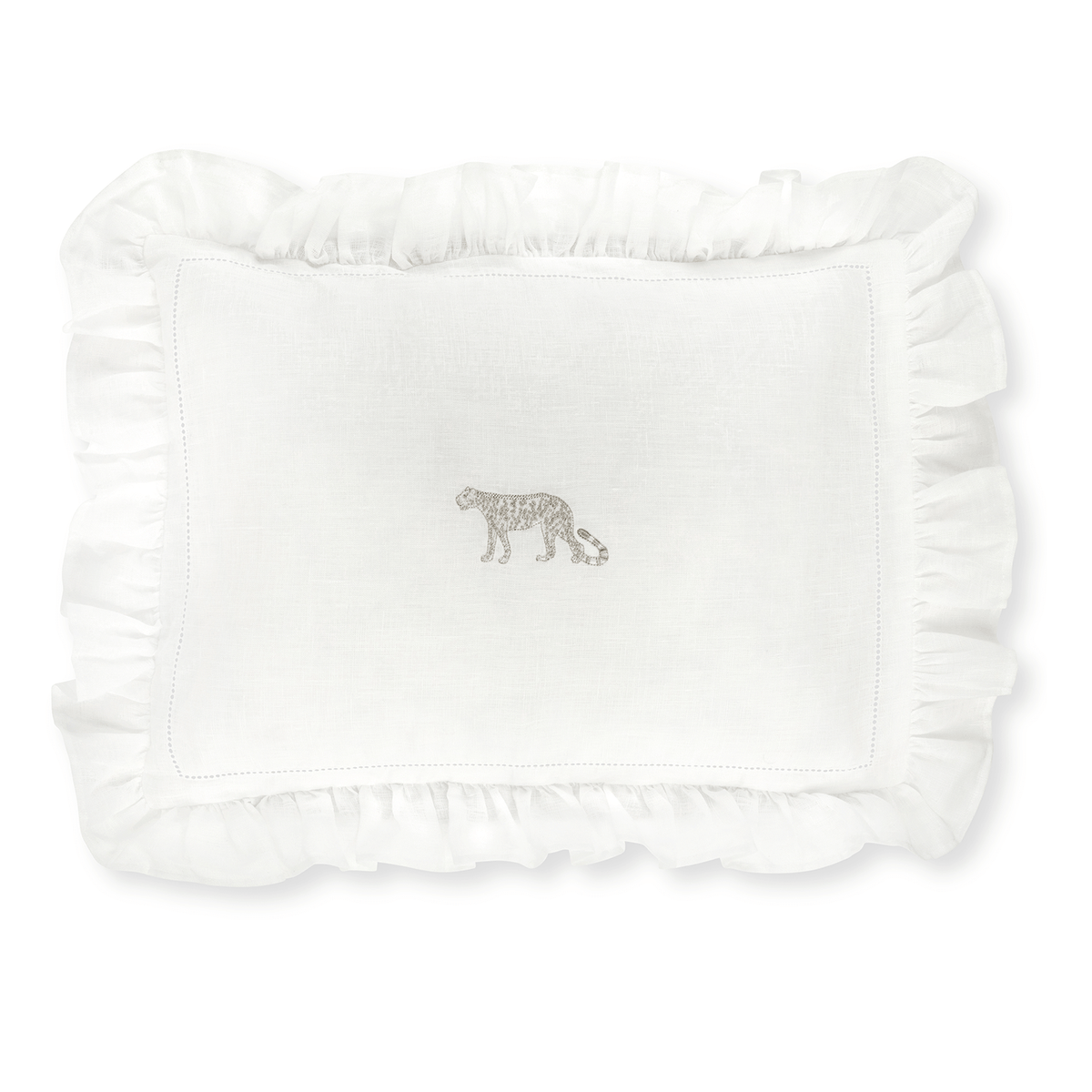 Boudoir Pillow with Frill and Leopard Embroidery
