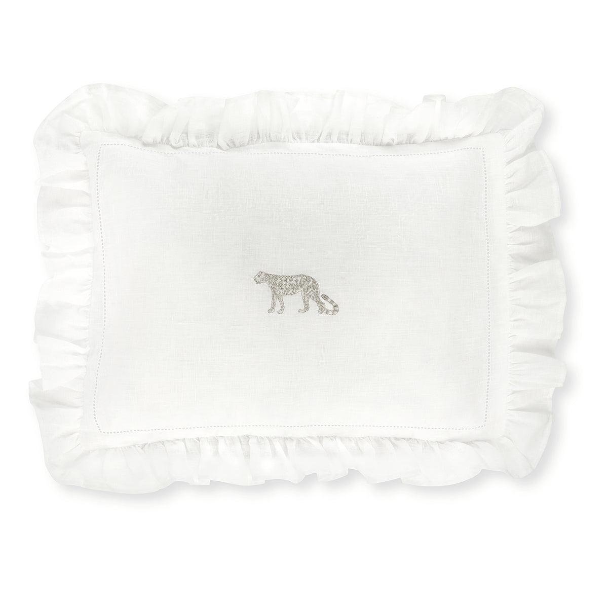 Boudoir Pillow with Frill and Leopard Embroidery