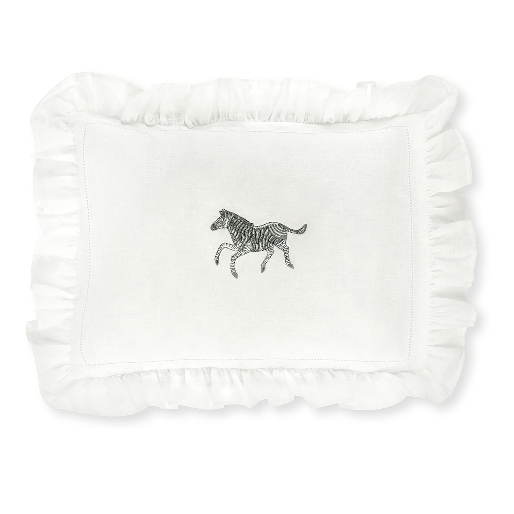 Boudoir Pillow with Frill and Zebra Embroidery