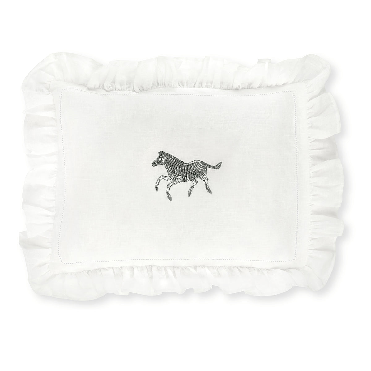 Boudoir Pillow with Frill and Zebra Embroidery