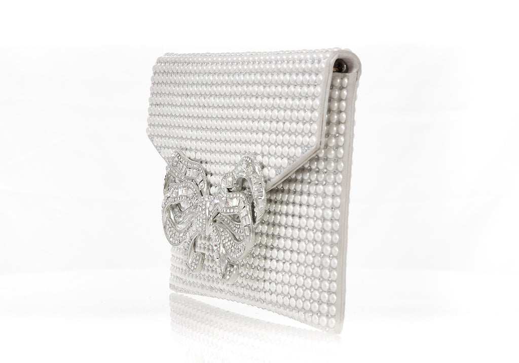 Judith Leiber Couture Crystal Bow Envelope Clutch Bag