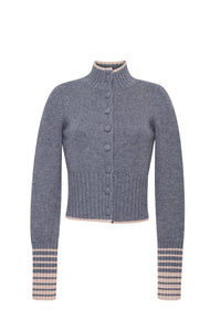 Bowery Button Front Top in Grey Heather