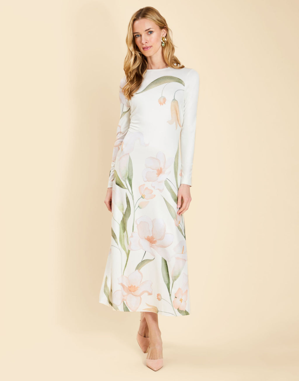 Bowery Midi Dress in Whispering Gardenia
