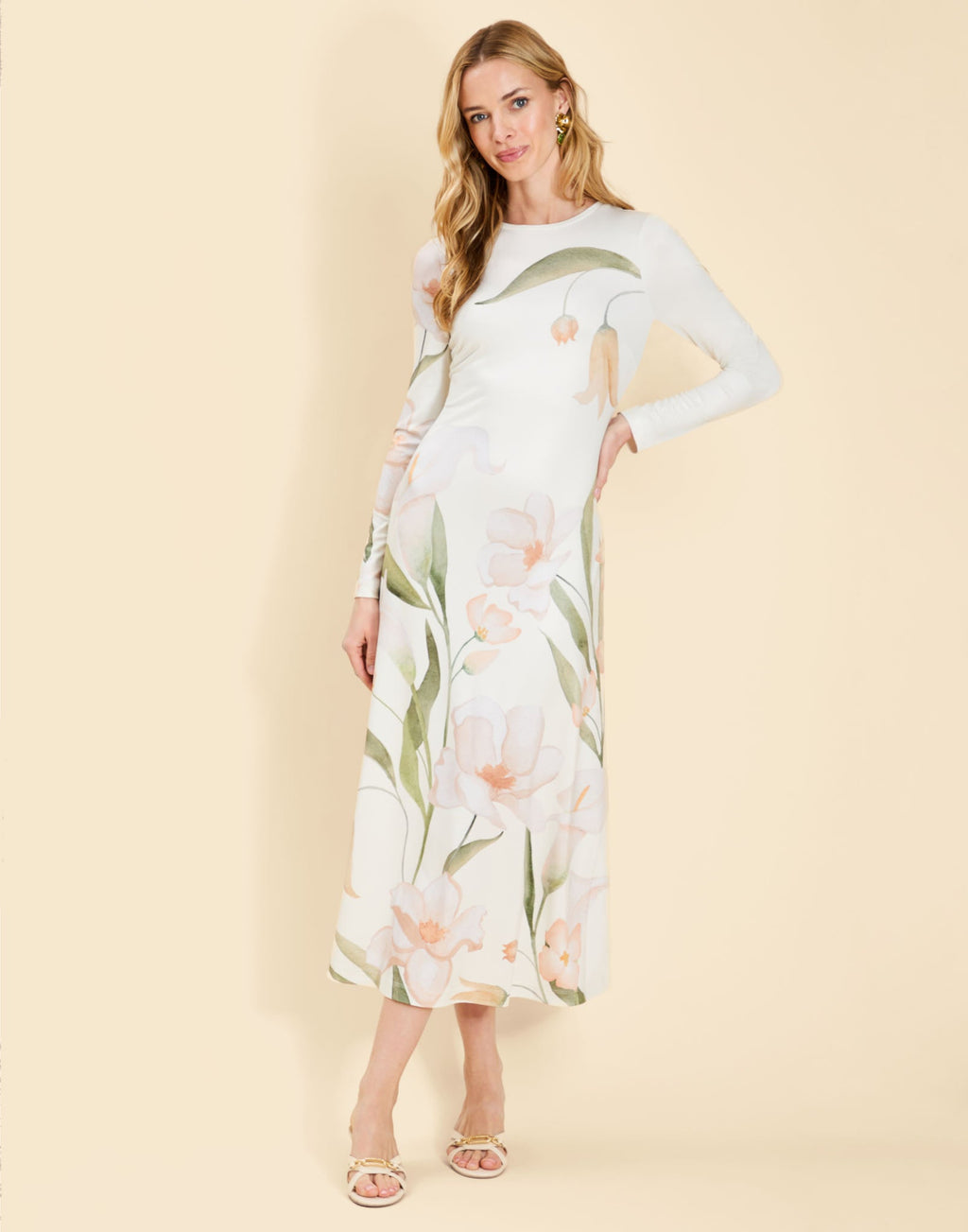 Bowery Midi Dress in Whispering Gardenia