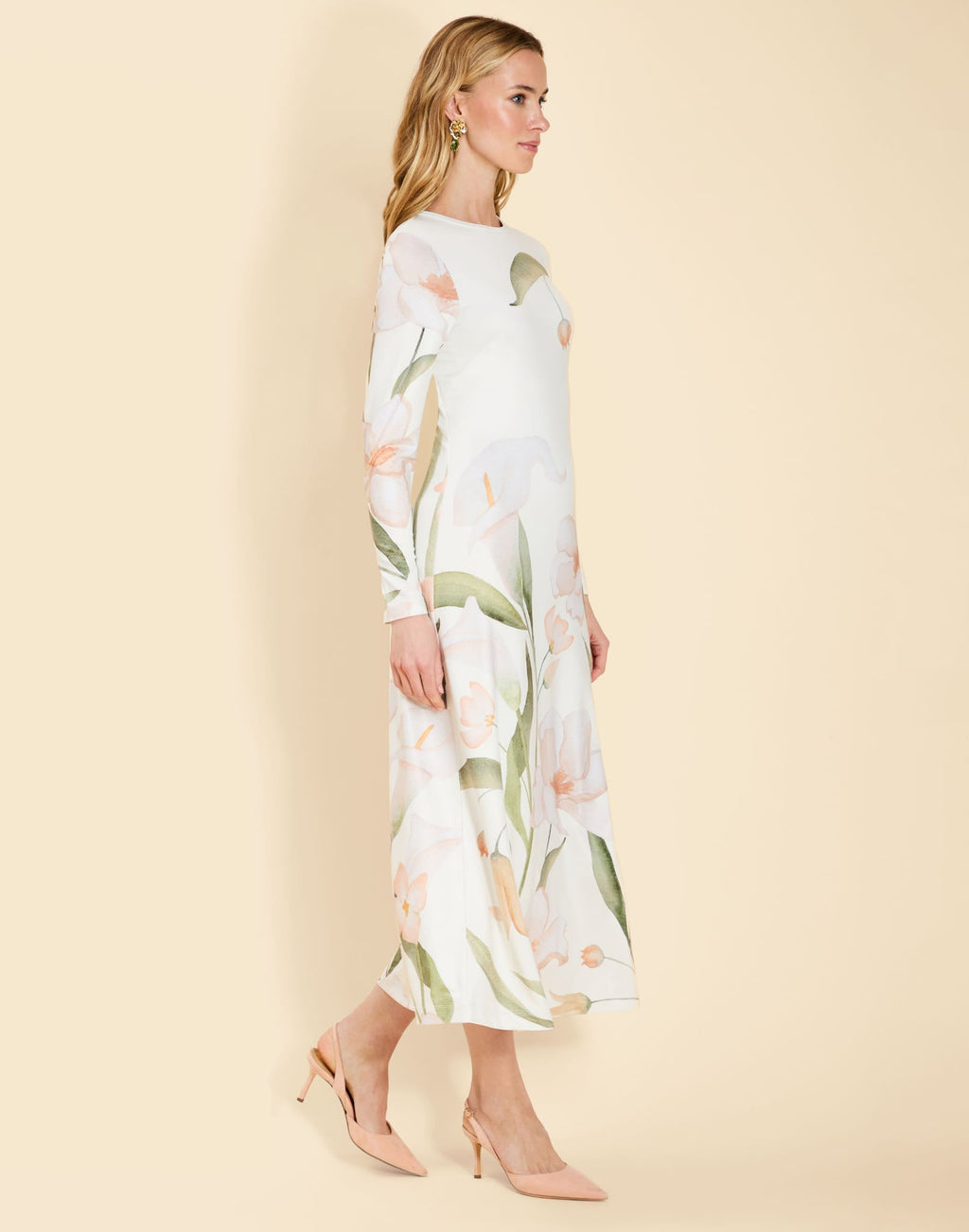 Bowery Midi Dress in Whispering Gardenia