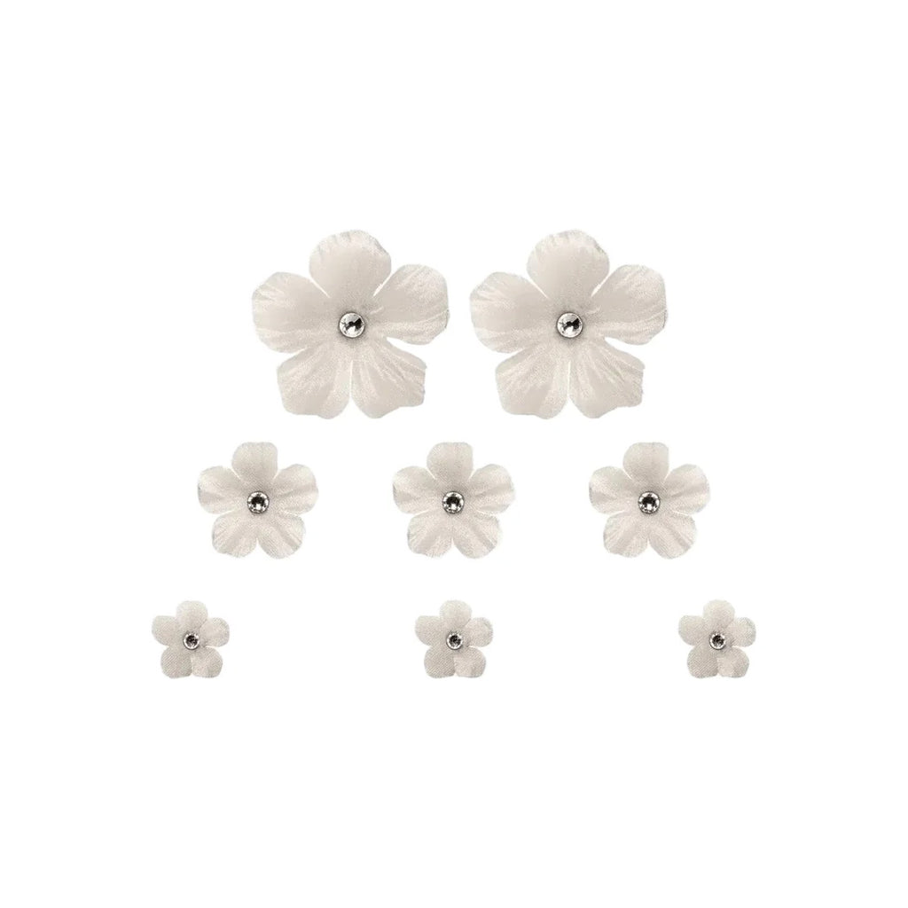 Anemone Hair Magnets in Crystal Cream, Set of 8