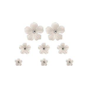 Anemone Hair Magnets in Crystal Cream, Set of 8