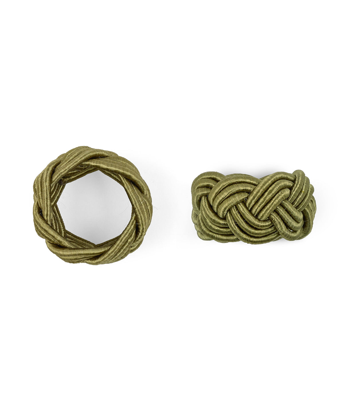 Rebecca Udall Set of 4 Braided Napkin Rings, Moss, Detail