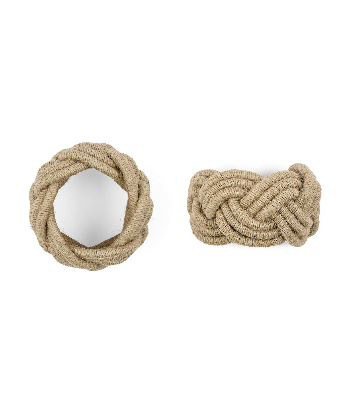 Rebecca Udall Set of 4 Braided Rope Napkin Rings, Detail, White Background