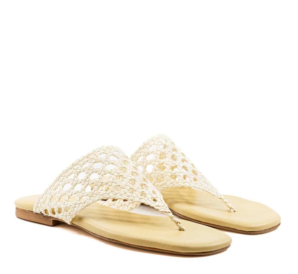 Brenda Flat Natural Raffia Sandal