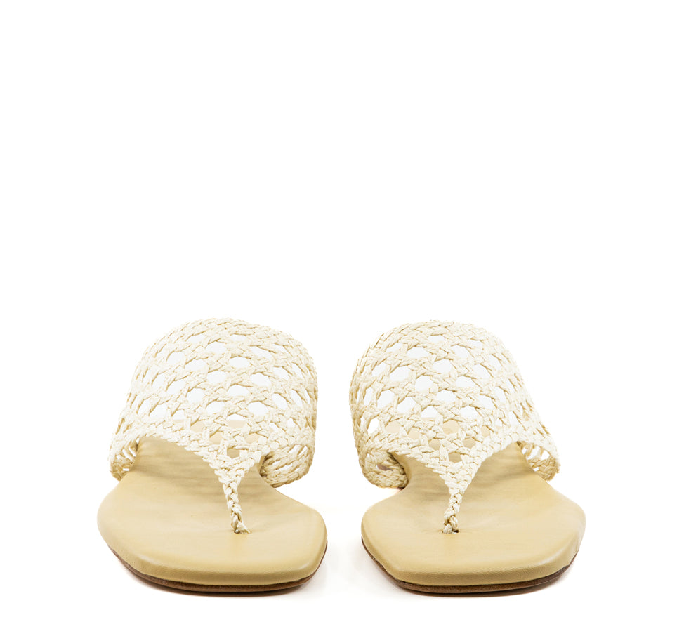 Brenda Flat Natural Raffia Sandal
