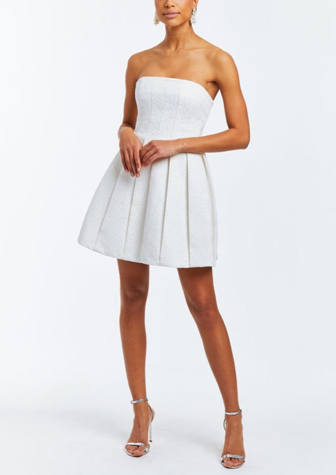 Brielle Mini Dress in Ivory Jacquard