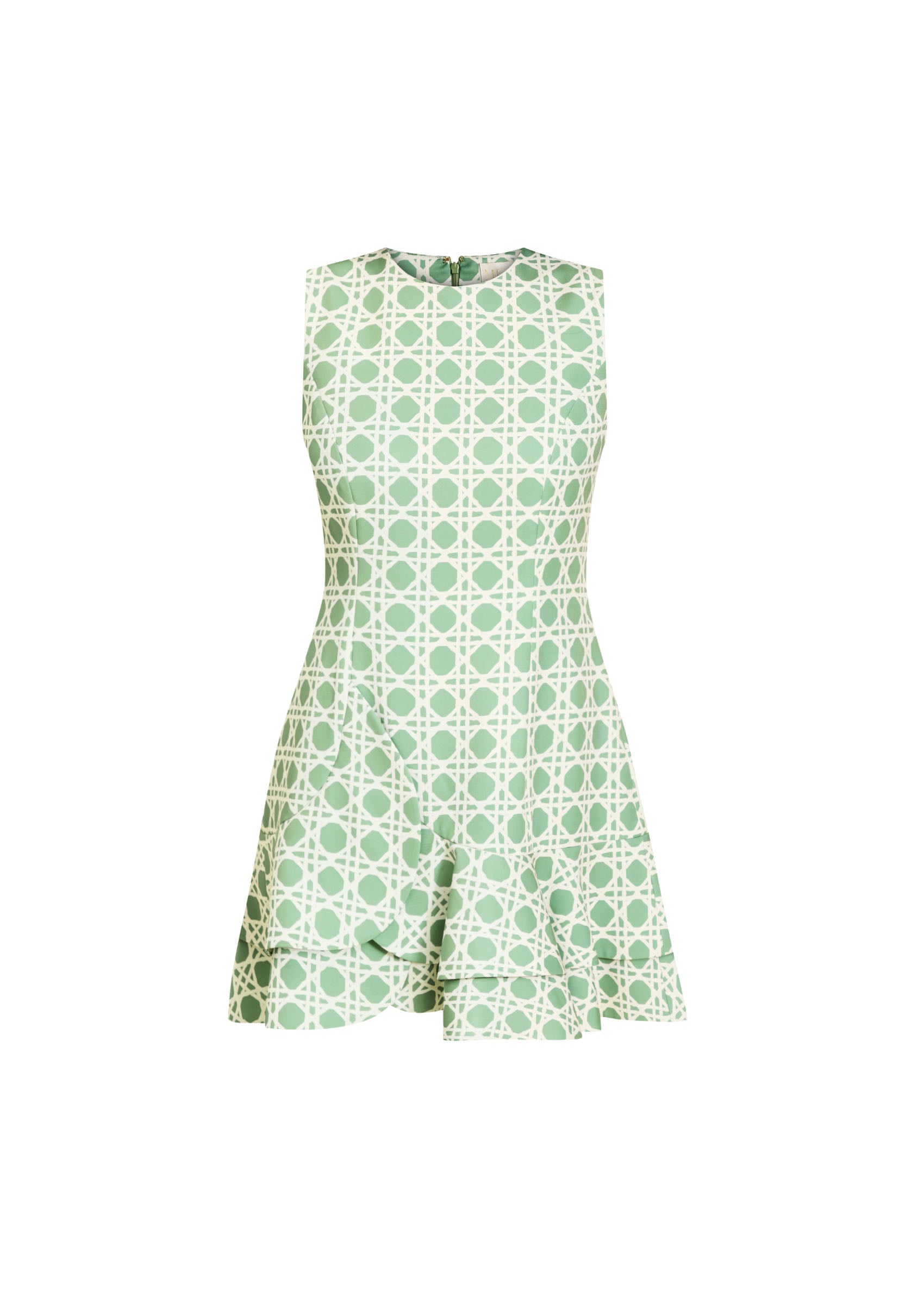 Brigid Mini Dress in Evergreen Lattice