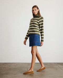 Brinkley Pullover in Army & Chalk Wide Stripe