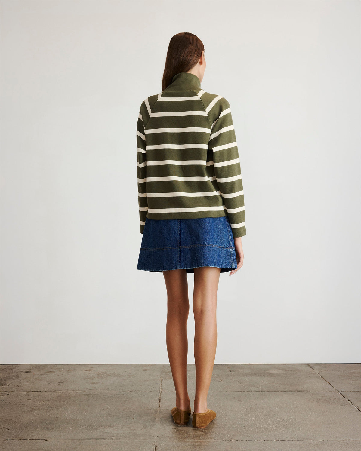 Brinkley Pullover in Army & Chalk Wide Stripe