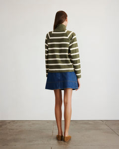 Brinkley Pullover in Army & Chalk Wide Stripe