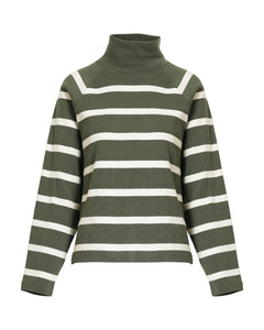 Brinkley Pullover in Army & Chalk Wide Stripe