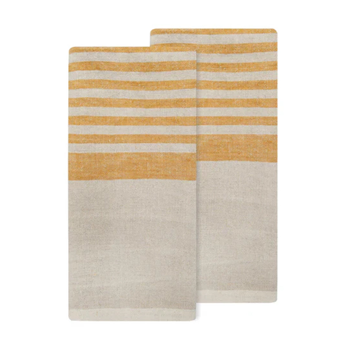 Brittany Natural Tea Towels in Natural & Mustard, Set of 2