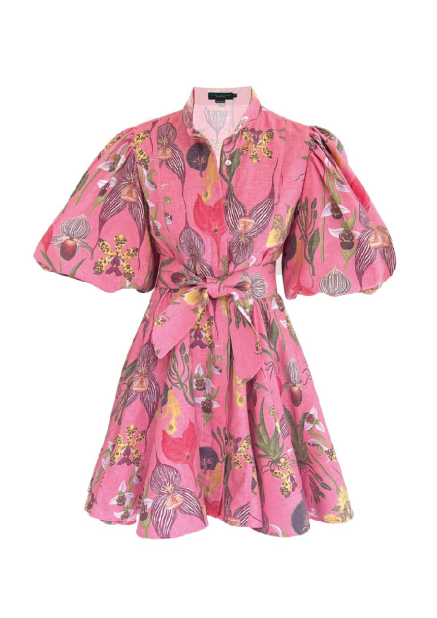 BROMELIA DRESS MINI IN BOTANICA PINK PRINT - No Pise La Grama Web