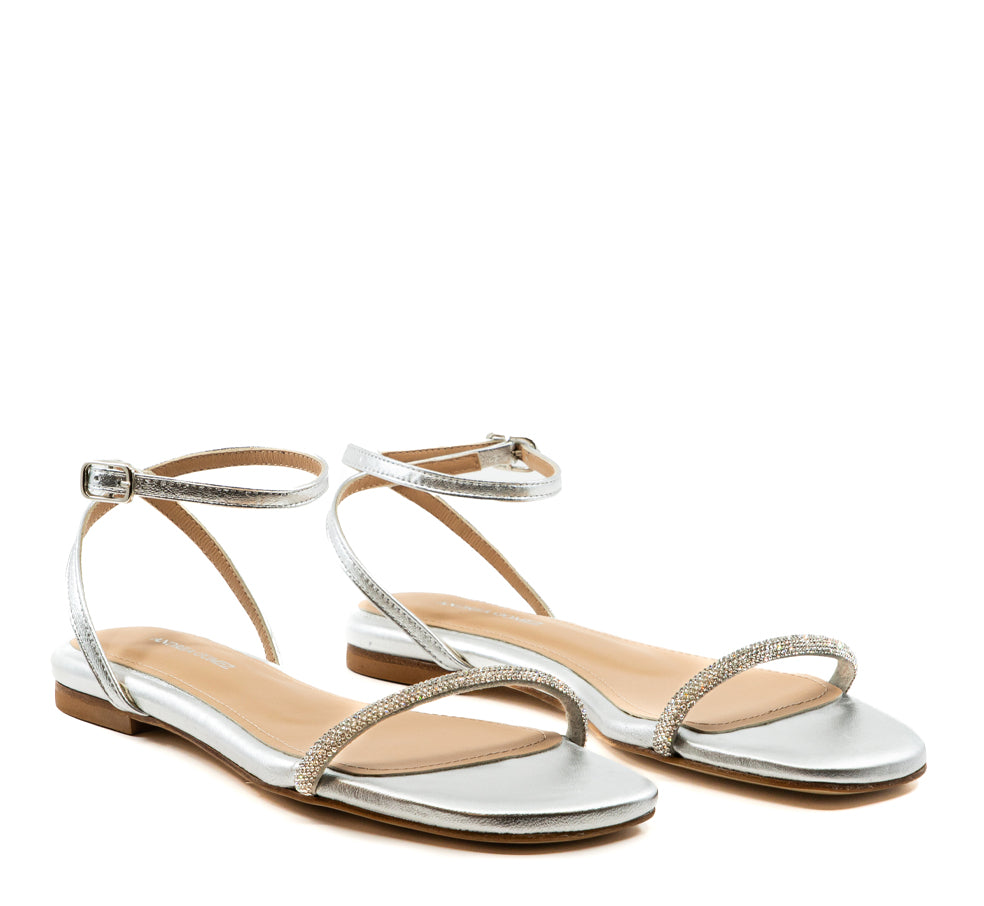 Brook Flat Silver Sandal