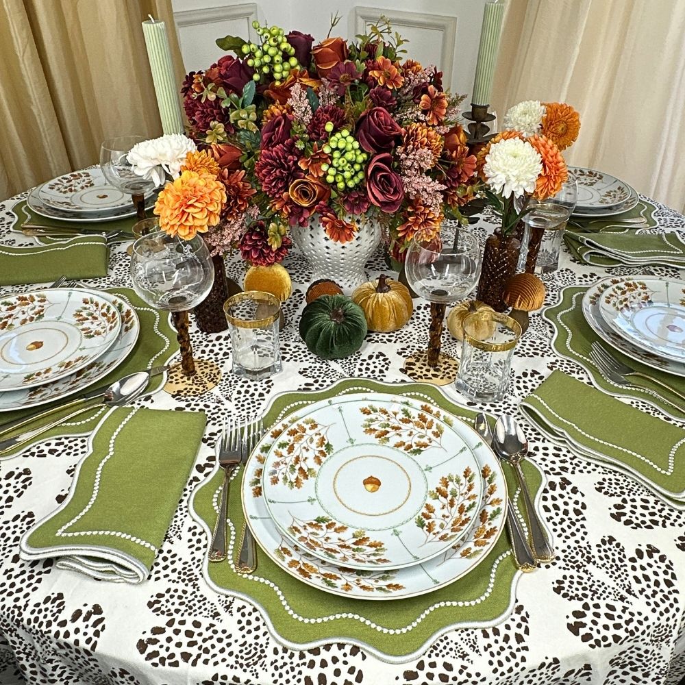 Fall tablecloth, brown tablecloth, leaf print tablecloth