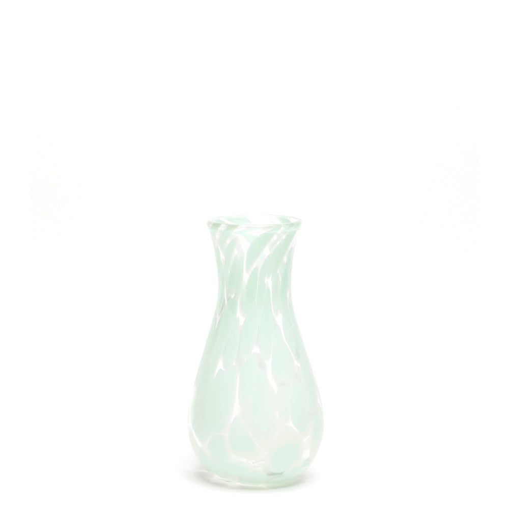 Seafoam Green/Transparent Spotted Bud Vase