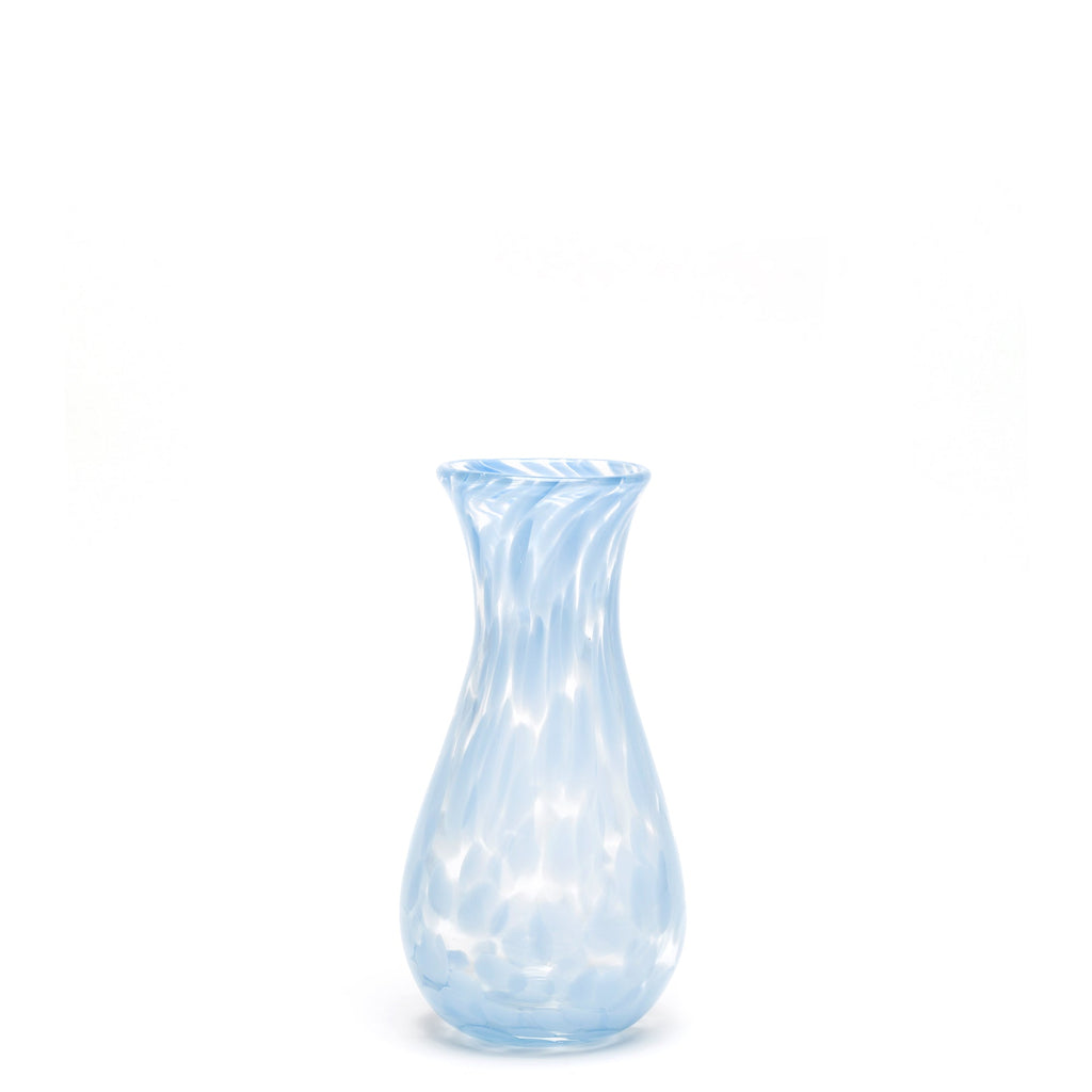 Sky Blue/Transparent Spotted Bud Vase