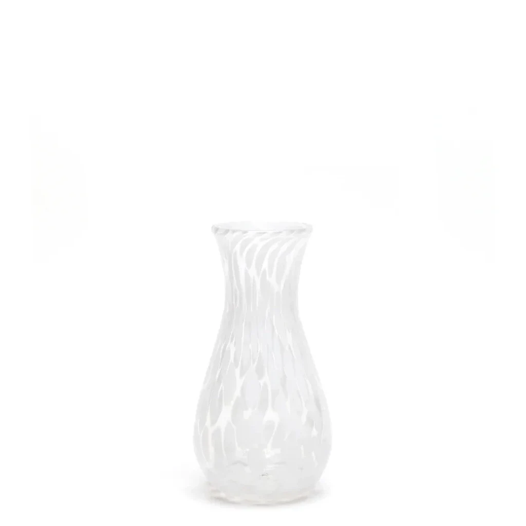 White Transparent Spotted Bud Vase