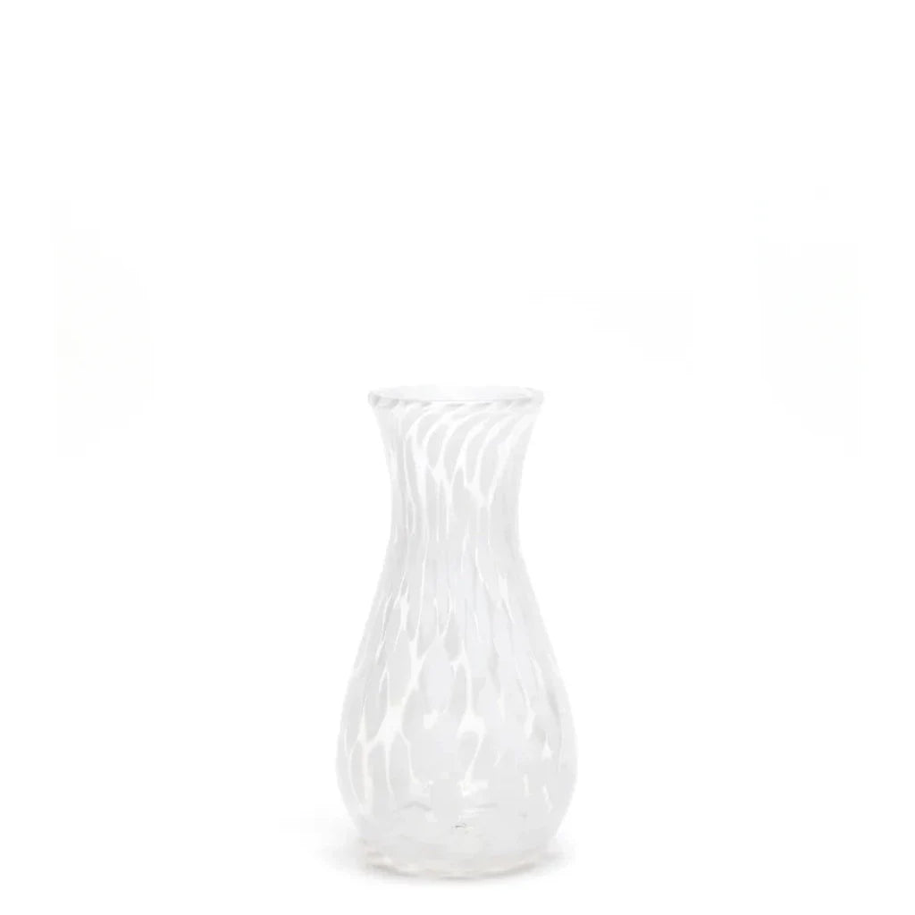 White Transparent Spotted Bud Vase