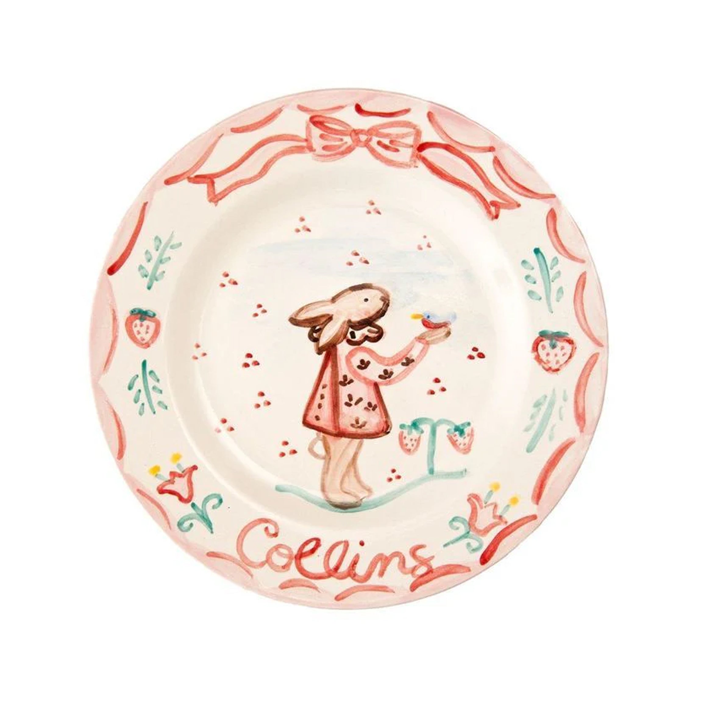 Bunny Plate in Pink, 7.5"