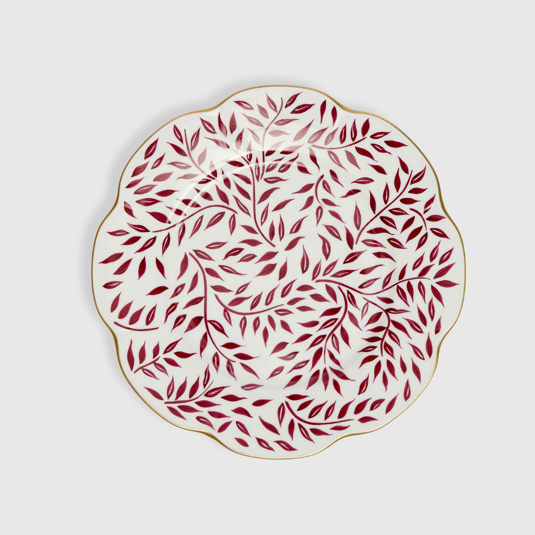 Burgundy Red & Gold Leaves Dinner Plates (set of 4) - 28cm