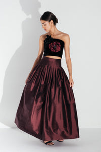 Yass Taffeta Ball Skirt - Burgundy Bottoms - Skirts Rosewater House 