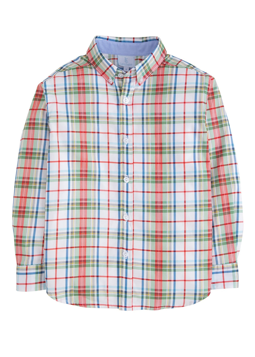 classic childrens clothing boys button down shirt in green and red plaid