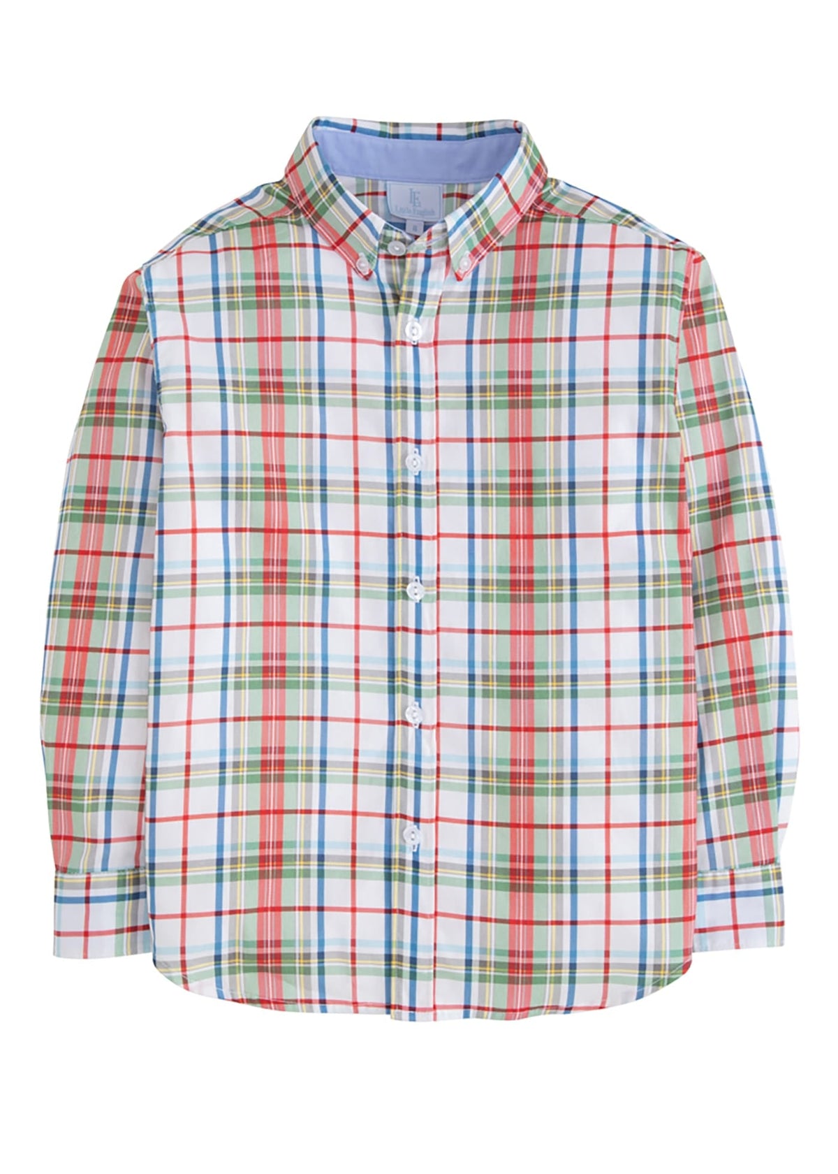 classic childrens clothing boys button down shirt in green and red plaid