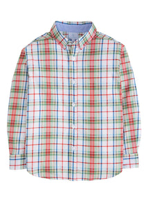 classic childrens clothing boys button down shirt in green and red plaid