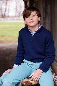 little english boys classic quarter zip sweater navy