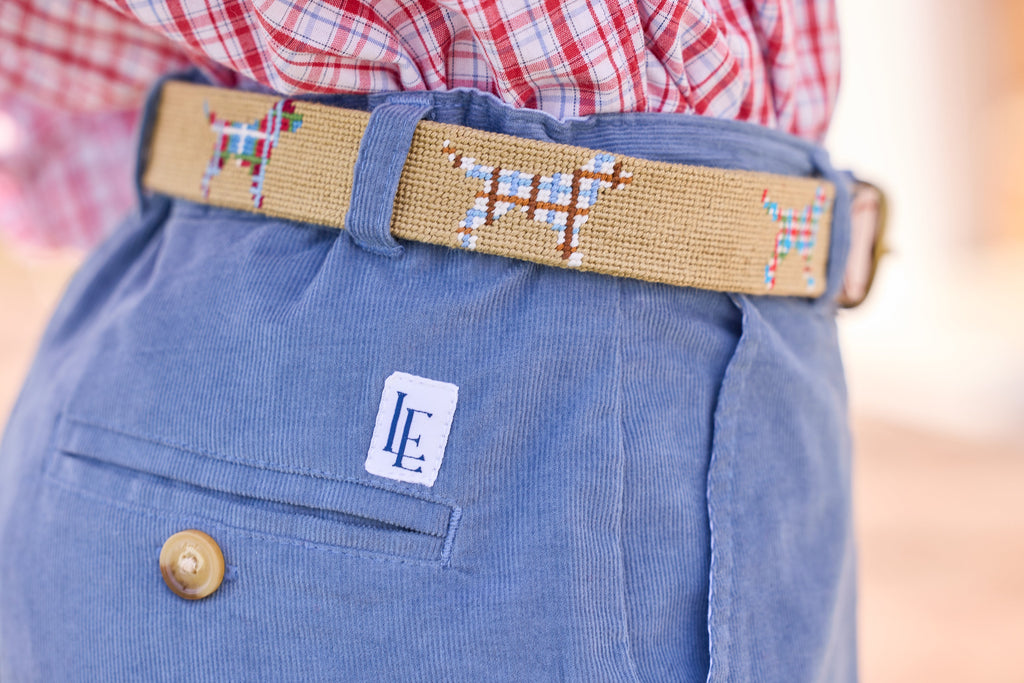 little english classic childrens clothing, classic pant in stormy blue corduroy for little boys