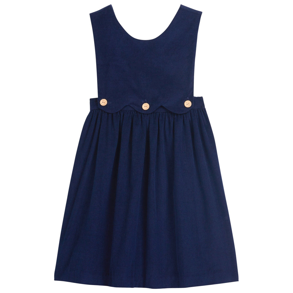 Little English traditional clothing, button panel jumper in navy corduroy for little girl 