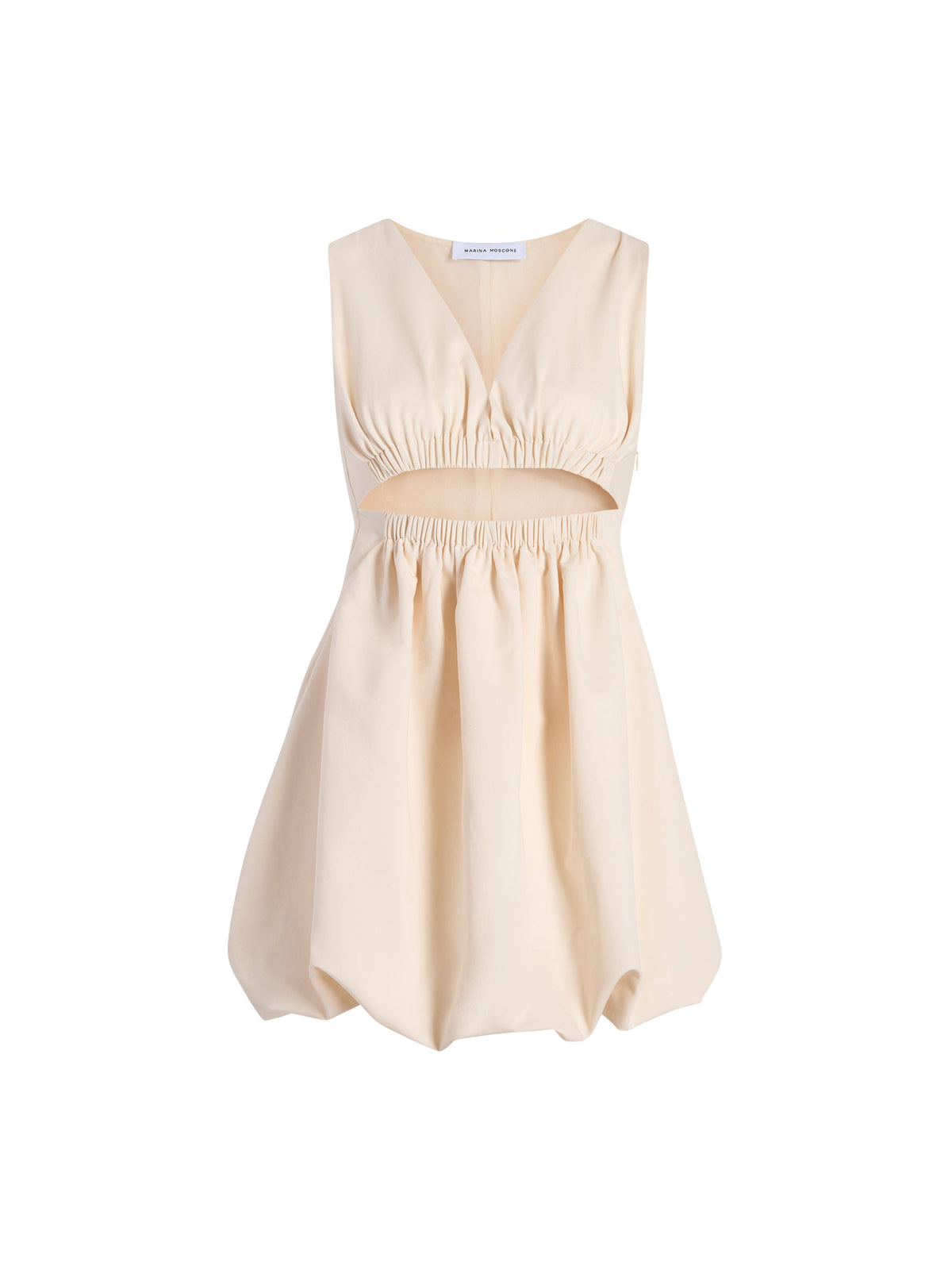 Cutout Cotton Bubble Dress in Ecru