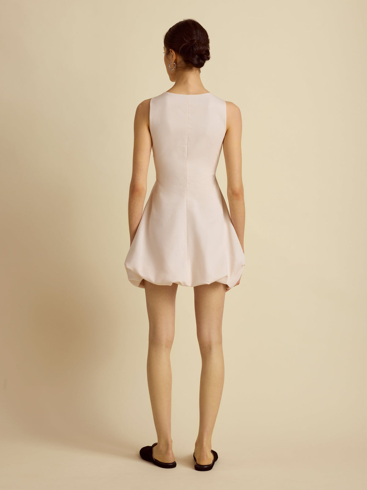 Cutout Cotton Bubble Dress in Ecru